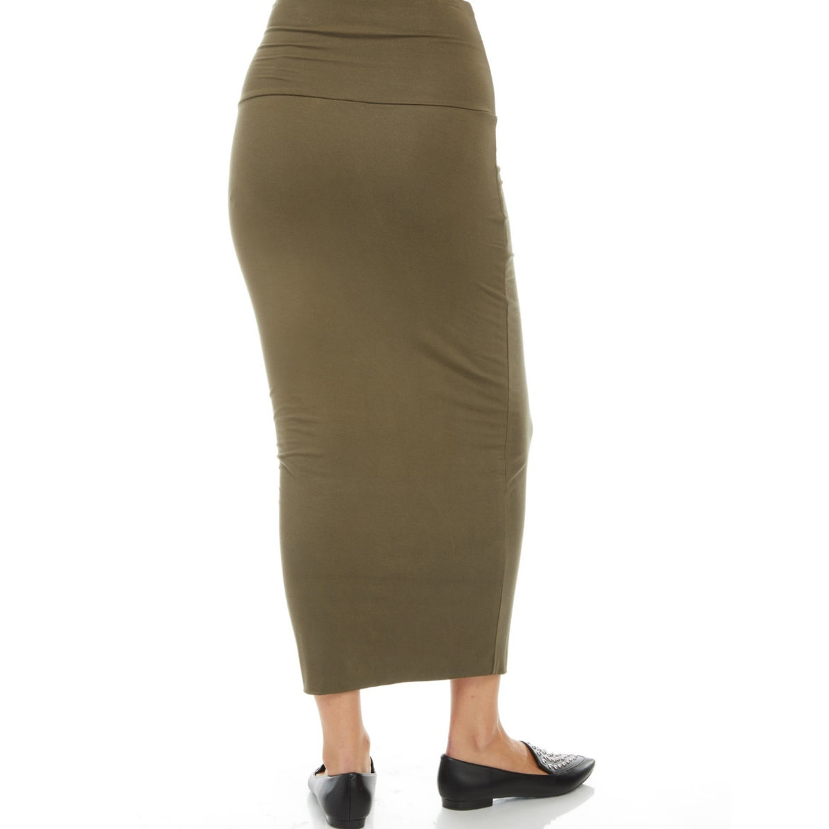 Modal Midi Slim Skirt: Lighter Olive