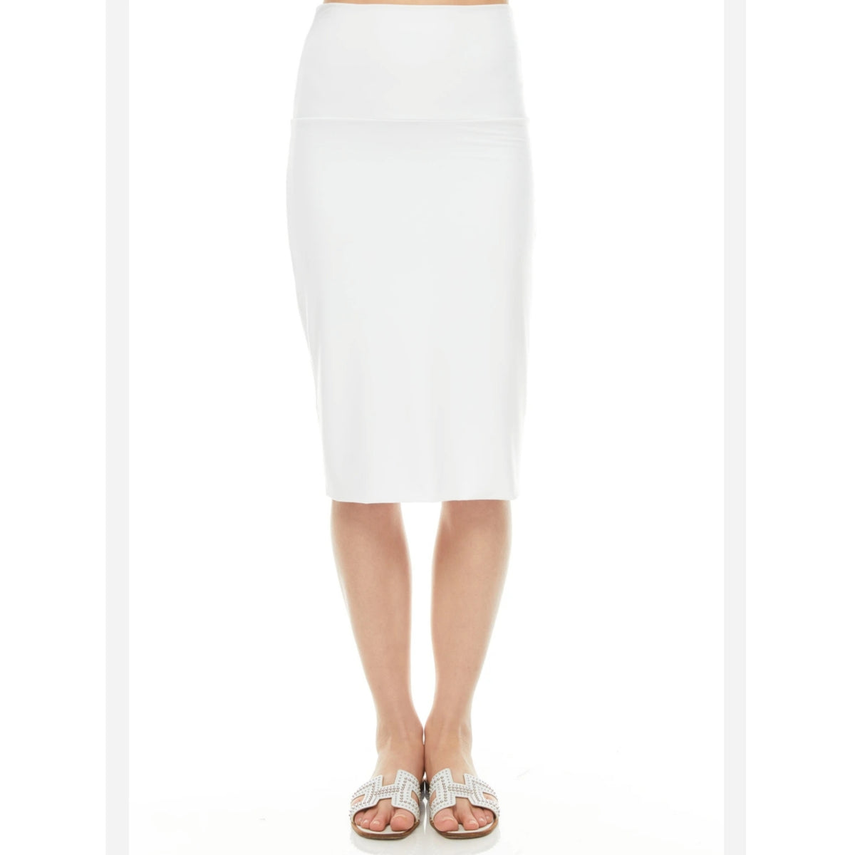 Modal Slim Skirt: White - The Mimi Boutique
