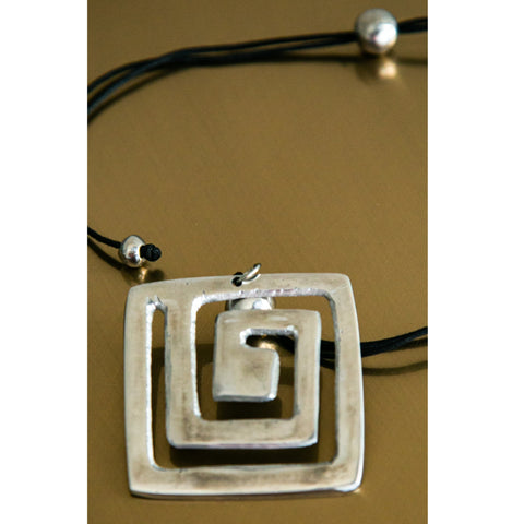 Swirly Square Aluminum Necklace by Mikah