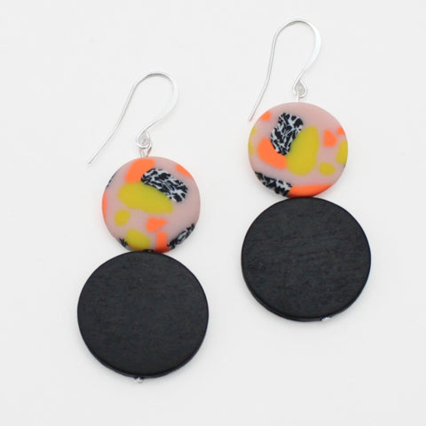 Orange & Black Dangle Earrings by Sylca