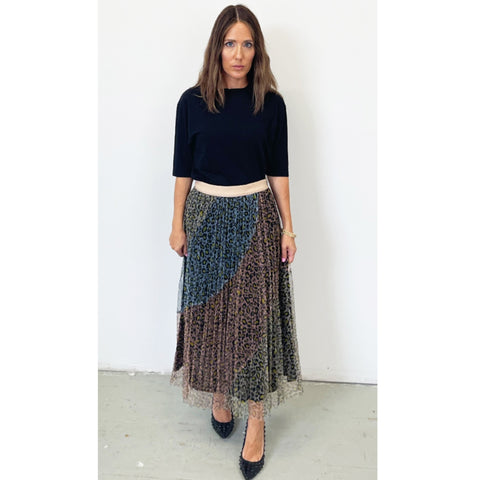 Ombre Leopard Midi Skirt