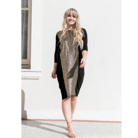 Kiko Dress Elegant Metallic: Black/Gold