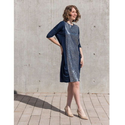 Kiko Dress Elegant Metallic: Navy/Silver