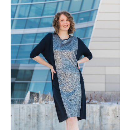 Kiko Dress Elegant Metallic: Navy/Silver