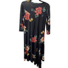Asymetrical Hem Black Floral Dress