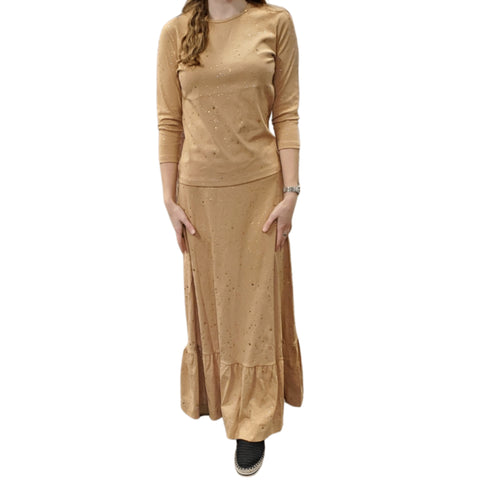 Metallic Mini Star Skirt: Peach/GOLD by Ivee