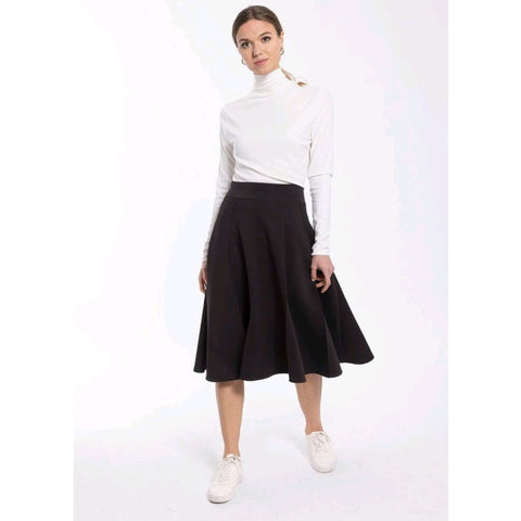Paneled Scuba Skirt Black
