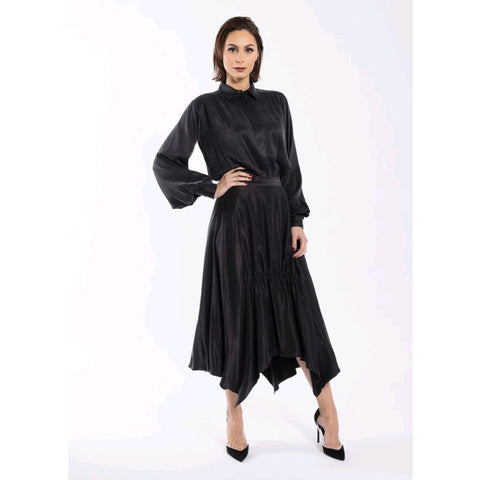 Elastic Detail Midi Skirt