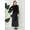 Silver Flecked Velvet Midi Skirt: Black