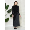 Silver Flecked Velvet Midi Skirt: Black