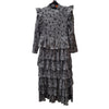Velvet Floral Layered Dress Black/Grey
