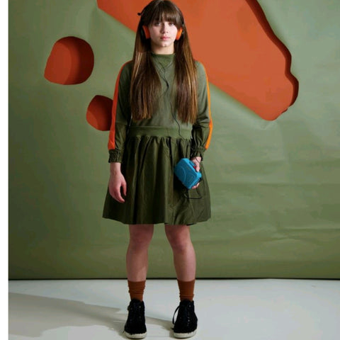 Green Orange Stripe Sleeve Sweatshirt Dress by Paisley