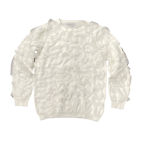 White Lace Ruffle Sweater by Paisley