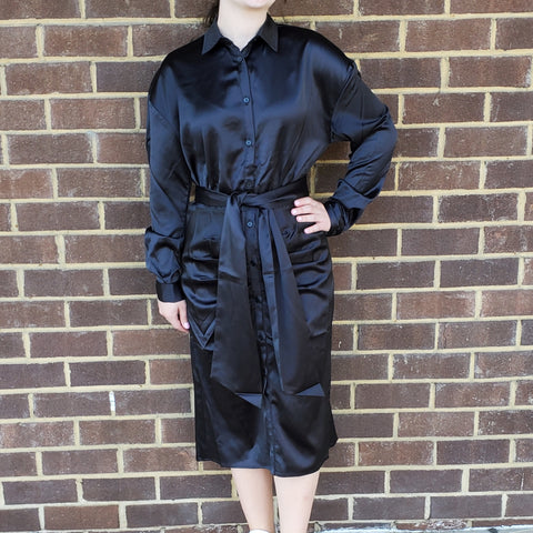 Silky Drape Shirt Dress by Belle
