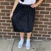Velvet Pleated Drawstring Skirt