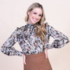 Brown Printed Top by Belle
