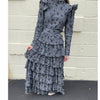 Velvet Floral Layered Dress Black/Grey