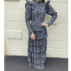 Velvet Floral Layered Dress Black/Grey