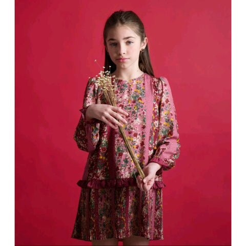 Pink Floral Pleated Bottom Dress by Paisley Teen