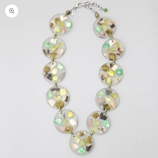 Green Iridescent Shell Claudia Necklace: Sylca