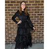 Tiered Black Tulle Maxi Dress