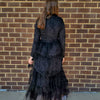 Tiered Black Tulle Maxi Dress