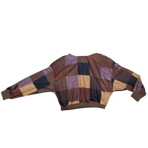 Brown Checked Turtleneck Top