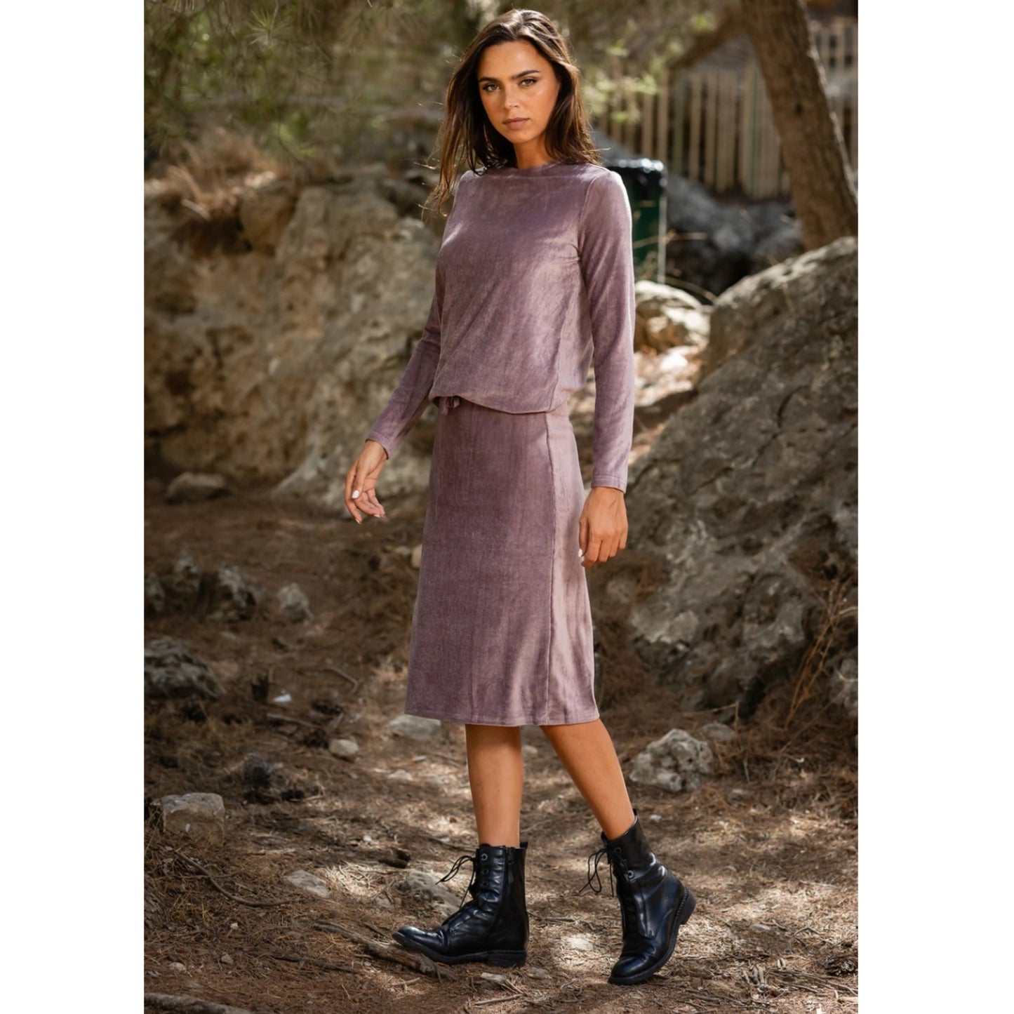 Purpley/Grey Velour Set by Daniella Faye