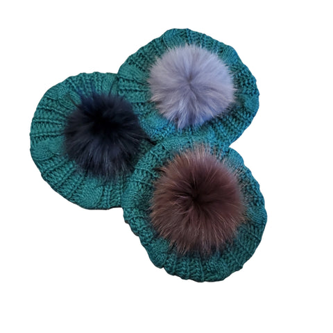 Green Cableknit Pom Beret by Valeri