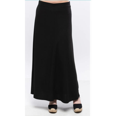 Black Ribbed Maxi Skirt by KMW