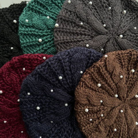 Pearl Cable Beret by Valeri
