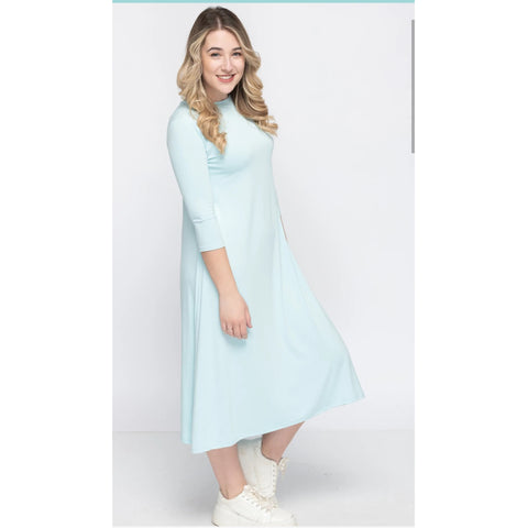 Penny Dress-Solid Minty Blue Bamboo Jersey Swing
