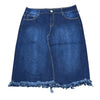 Fringed Hem Jean Skirt