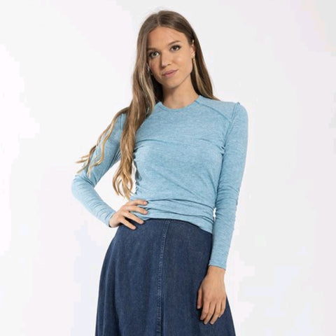 Reverse Seam Heathered Tee Blue