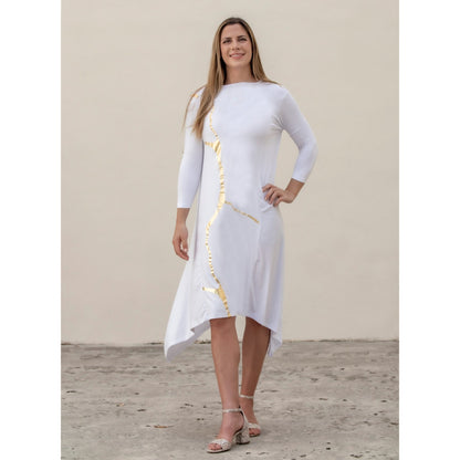 Erina Dress by Mikah: White/Gold