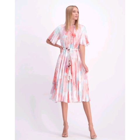 Accordian Watercolor Pleated Dress