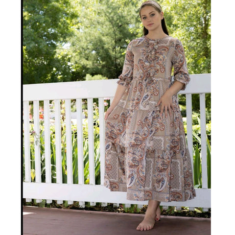 Tan Paisley Dress by Lilac Teen