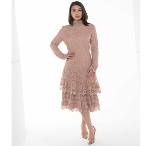 Lana Lace 2.0 Dress Mauve/Tan
