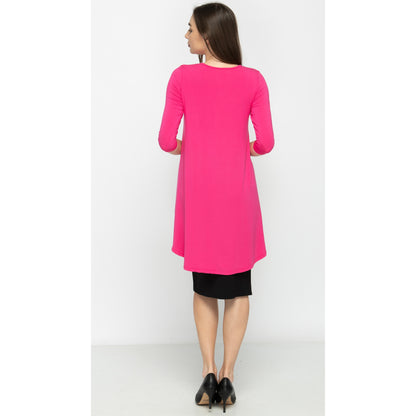 High Low Top by KMW-Fushia Jersey 3/4 Sleeves