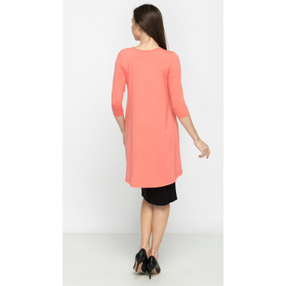 High Low Top by KMW-Coral Jersey 3/4 Sleeves