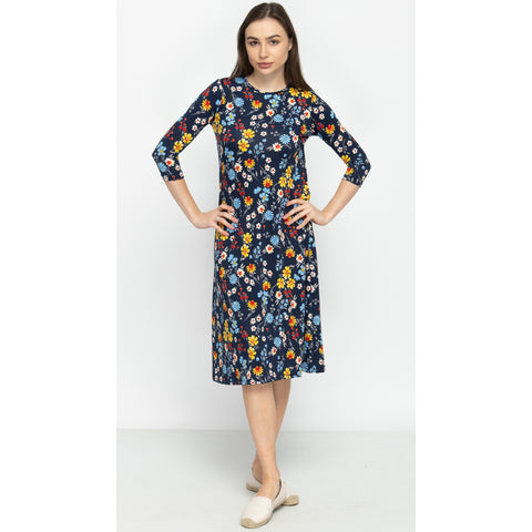 Penny Dress Ditzy Navy Floral